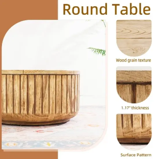 Moda Furnishings 27.9"W Outdoor Terrafab Faux Wood Round Coffee Table image {7}