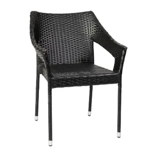 Merrick Lane Weather Resistant Indoor/Outdoor Stacking Patio Dining Chair with Steel Frame and PE Rattan image {13}