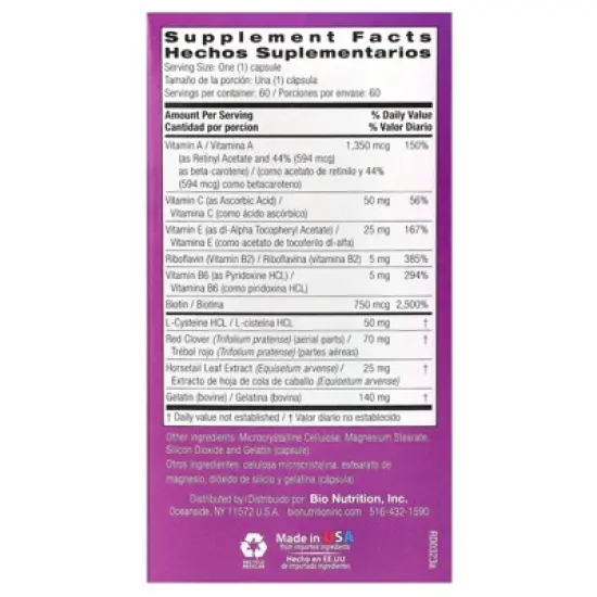 Bio Nutrition Premium Hair, Skin & Nails, 60 Capsules image {1}