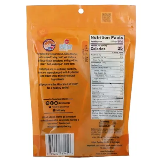 Zollipops Vitamin C, Approx. 33 - 35 Pops, 8 oz (226 g) image {1}