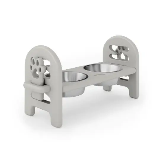 INFURNIC Pet Bowl Adjustable Travel Ready Recycled Durable Poly Lumber Easy to Pack Modern Design, Grey, 19"*7"*9.5" image {5}