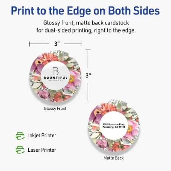 Avery Printable Round Cards, 3" Diameter, Glossy White, 300ct image {5}