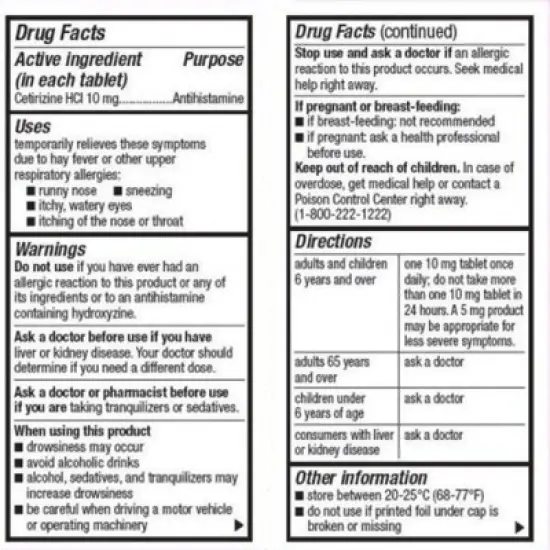 Perrigo Cetirizine Hcl 10mg Tablet, 30ct image {2}