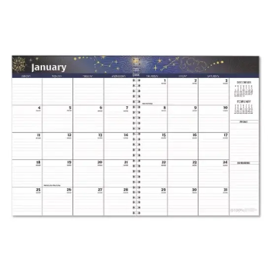 House of Doolittle Recycled Stargazer Monthly Planner 13-Month December 2025 to December 2026 Stargazer Artwork Black Cover 11 x 7 image {1}