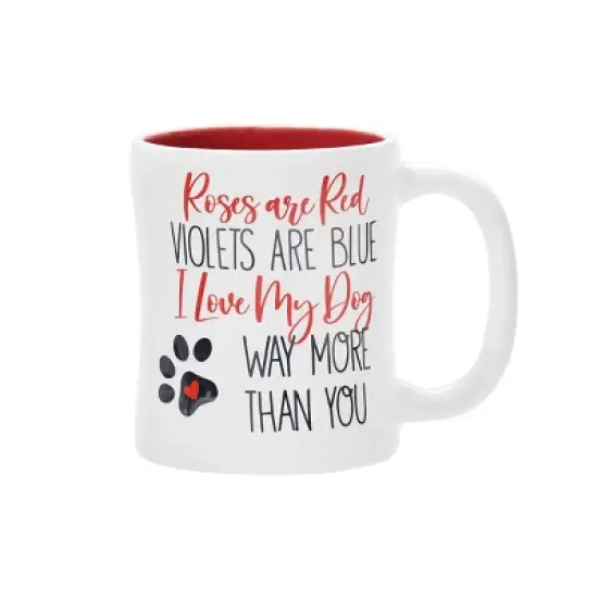 C&F Home 16 oz. Valentine's Day "Roses Are Red Violets Are Blue I Love My Dog Way More Than You" Pawprint Ceramic Coffee Tea Hot Chocolate Mug image {1}