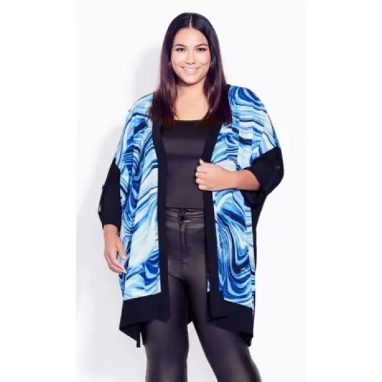 Women's Plus Size Stella Print Jacket - azure | AVENUE image {6}