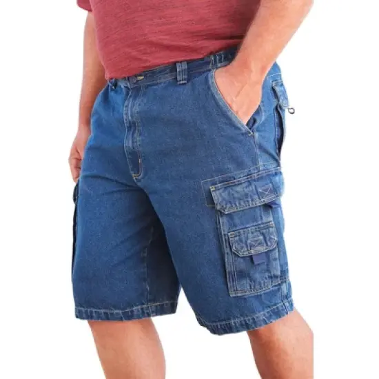 Boulder Creek by KingSize Men's Big & Tall  12" Side Elastic Denim Cargo Shorts image {1}