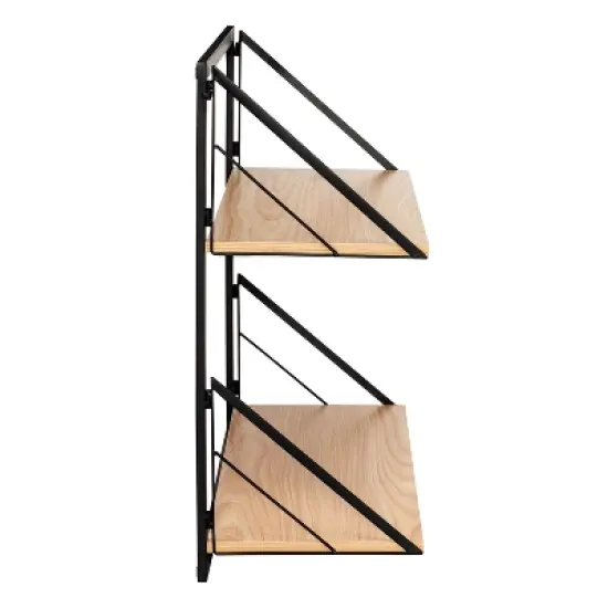 Honey-Can-Do 2 Tier Laundry Shelf with Wood Light Oak image {4}