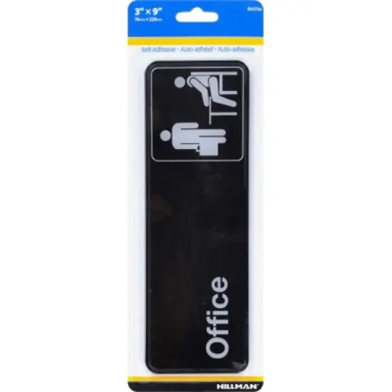 Hillman English Black Office Sign 3 in. H X 9 in. W - Case of 6 image {1}
