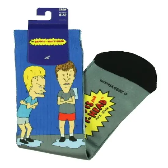 Beavis And Butthead Cartoon Adult Sublimated Crew Socks For Men Blue image {2}