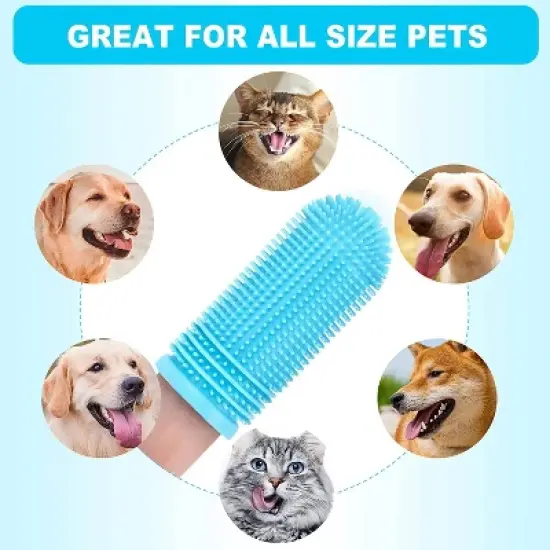Belatt Dog Finger Toothbrush 4-Pack, 360&deg; Silicone Bristles, Reusable, Storage Case Included, Puppy & Cat Pet Toothbrush for Daily Dental Cleaning image {4}