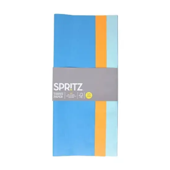 20ct Tissue Paper Orange/Blue/Light Blue - Spritz&trade;: Solid Gift Packaging, 16.5" x 24", All Occasions, 20 Pack image {1}