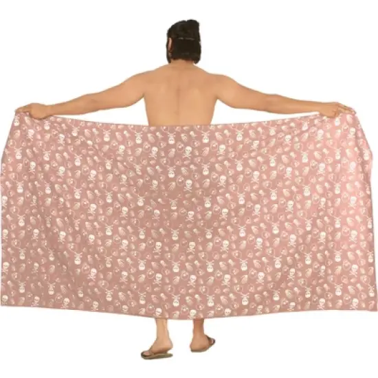 HAPPY BAY Men's Beachwear Wraps Pareo Linen Effect Halloween Costumes Scary Swimwear Cover Up Beach Wrap Summer Sarong for Men One Size Red, Skull image {4}