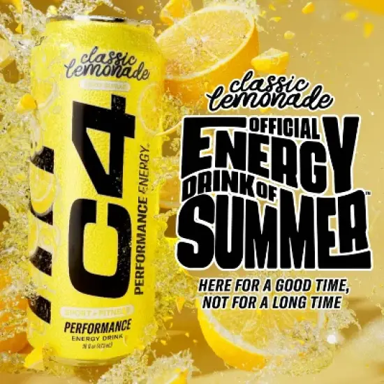 C4 Smart Energy Performance Classic Lemonade Energy Drink - 16 fl oz Can image {2}