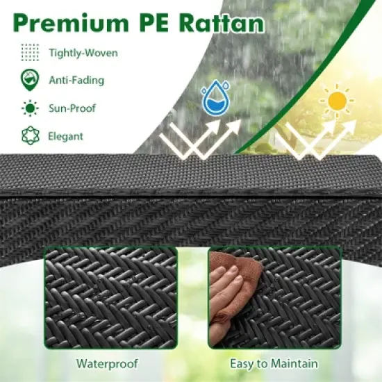 Tangkula Tightly-Woven Rattan Deck Box w/ Polyester Liner Universal Wheels & Gas Strut image {3}