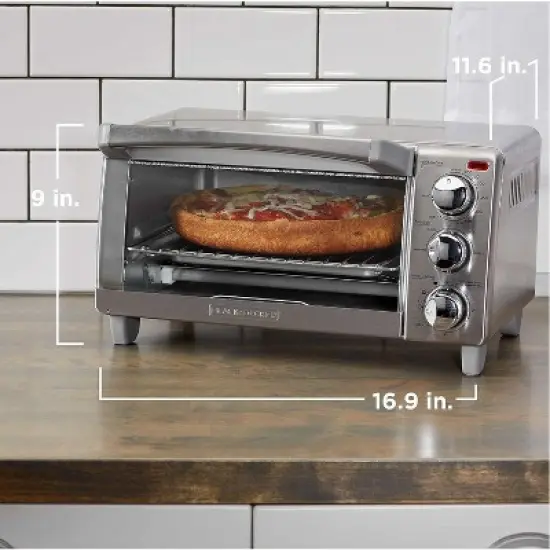 BLACK+DECKER 4-Slice Toaster Oven, TO1745SSG, Even Toast, 4 Cooking Functions Bake, Broil, Toast and Keep Warm, Removable Crumb Tray, Timer image {6}