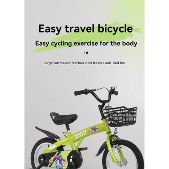 Gulches Kids Bike for 4-7 Years (41"-45" Rider Height), Steel Frame, Rear Coaster/Front V-Brake, Detachable Training Wheels image {4}