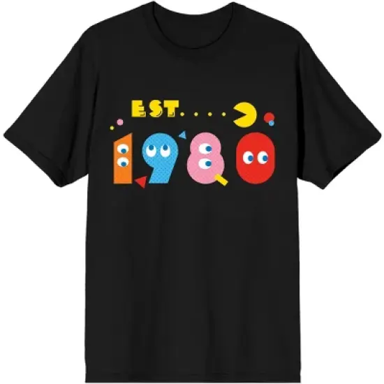 Pacman Classic Est. 1980 Ghost Graphics Men's Black T-shirt image {1}