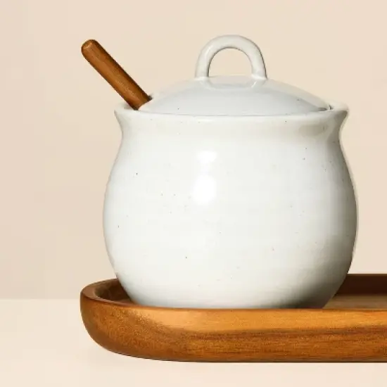 5pc Flared Brim Stoneware Salt & Pepper Cellar Set Vintage Cream - Hearth & Hand&trade; with Magnolia image {2}