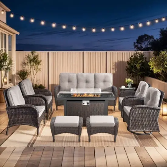 Gymojoy Sofa Chair with Propane Fire Pit Table Set image {16}