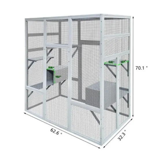62"Wx70"H Outdoor Wooden Large Pet Enclosure With Anti-UV And Waterproof,7 Platforms And 2 Resting Boxes,Cat Shelter -Maison Boucle image {4}