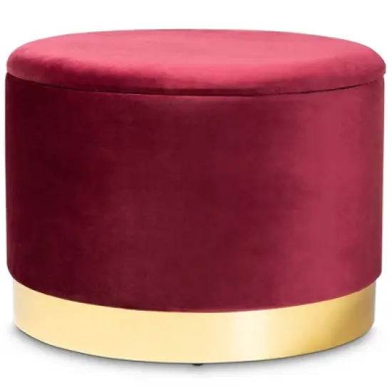 Marisa Velvet Upholstered Storage Ottoman - Baxton Studio image {9}