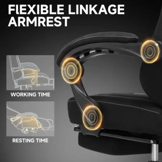 GTPLAYER Gaming Chair with Footrest, Premium Breathable Fabric, Waist Support, Linkage Armrest image {6}