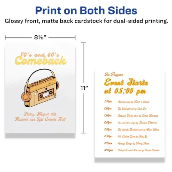 Avery Printable Rectangle Cardstock, 8.5" x 11", Glossy White Cardstock, Laser/Inkjet Cards, 10 Total image {5}