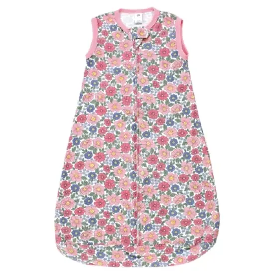 Hudson Baby Infant Girl Cotton Sleeveless Wearable Sleeping Bag, Sack, Blanket, Pink Blue Pretty Floral image {2}
