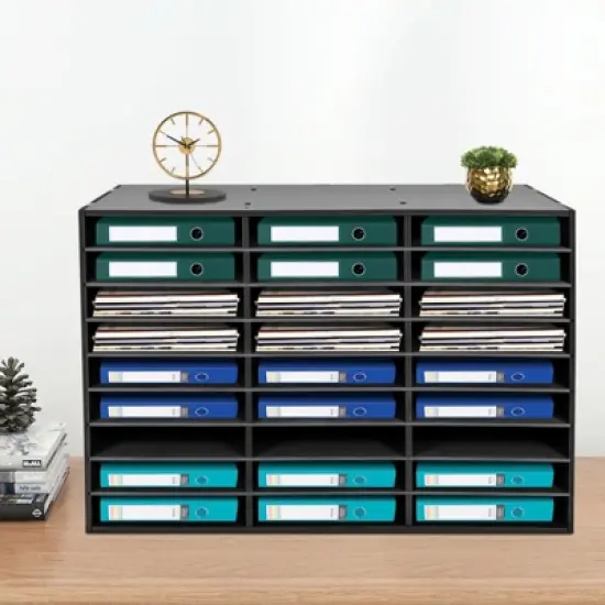 YIYIBYUS Literature Organizer Desktop File Sorter Paper Storage Cabinet, 27 Slots Compartments image {1}