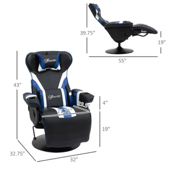NicBex 90&deg;-130&deg; Recliner Gaming Chair with Swivel Base Plate&Cup Holder,360&deg;Swivel Office Chair Video Game Chairs with Head&Lumbar Pillow,Footrest image {5}