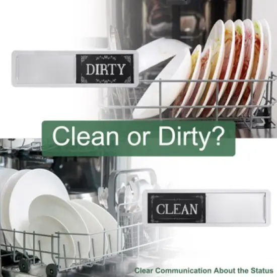 Unique Bargains Plastic Kitchen Hotel Indicating Clean Dirty Sign Rectangle Dishwasher Magnet image {2}