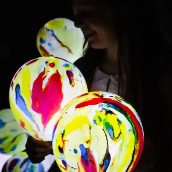 5ct illooms LED Light Up Marble Balloon: Multicolor Latex for Birthday Parties, Includes Batteries, Ages 8+ image {9}