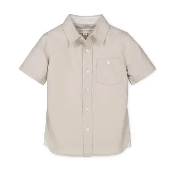 Hope & Henry Boys' Linen Short Sleeve Button Down Shirt, Kids image {12}