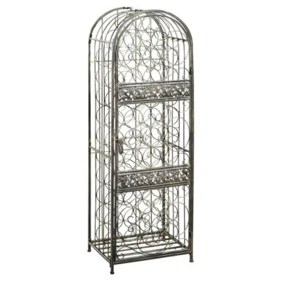 Resenkos Garden Arch Plant Support Trellis,45 Bottle Wrought Iron Wine Rack Jail with Lock - Antique Bronze image {9}