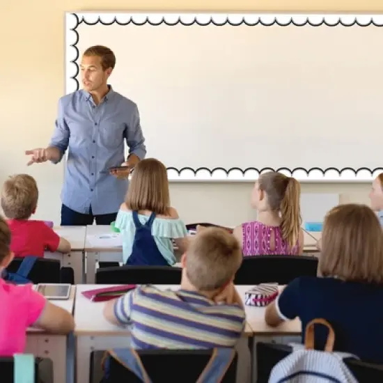 Teacher Created Resources&reg; White with Black Scalloped Die-Cut Border Trim, 35 Feet Per Pack, 6 Packs image {3}