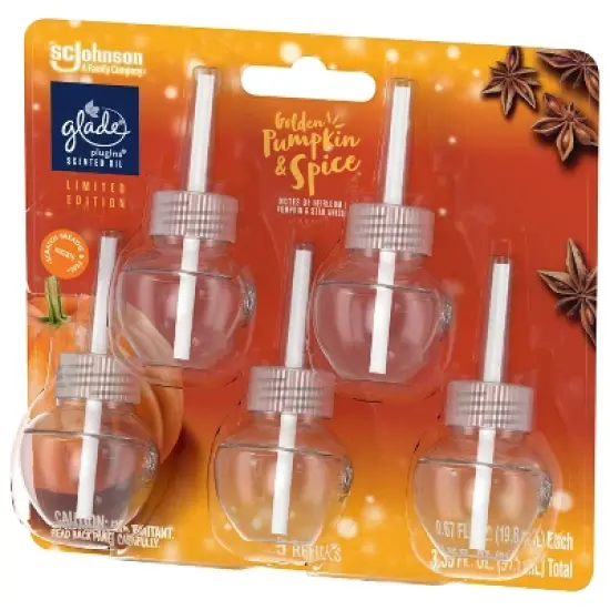 Glade PlugIns Scented Oil Air Freshener - Golden Pumpkin & Spice Refill - 3.35oz/5pk image {8}