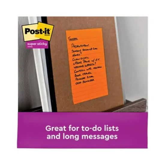 Post-it Notes Super Sticky Pads in Energy Boost Collection Colors, Note Ruled, 5" x 8", 45 Sheets/Pad, 4 Pads/Pack image {3}