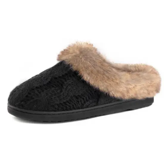 RockDove Women's Cable Knit Faux Fur Collar Slip-On image {6}