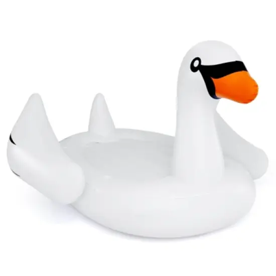 Costway Inflatable Swan Island Giant 4-Person Swan Pool Float with Cups Holders White image {10}