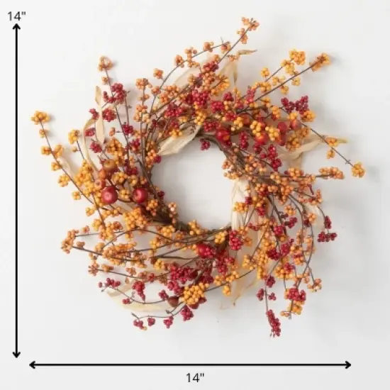 Artificial Mixed Berry Mini Accent Wreath Multicolor 14"H image {2}