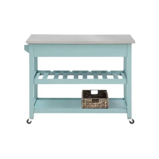 Colorado Kitchen Island with Stainless Steel Top Blue - Boraam image {4}