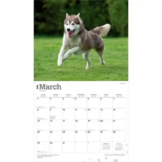 BrownTrout For the Love of Siberian Huskies 2026 14"x24" Hanging Deluxe Wall Calendar Plastic-Free image {2}
