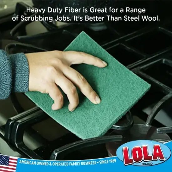 Lola Products Pot Brite Heavy Duty Jumbo Scouring Fiber Pads, 6" x 6", 50% Larger than Most Scouring Pads, Durable Nylon & Polyester Scrub Pad, 3 Pack image {3}