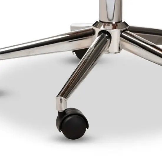 Ambrosio Faux Leather Upholstered Chrome Finished Metal Adjustable Office Chair Black - BaxtonStudio image {1}