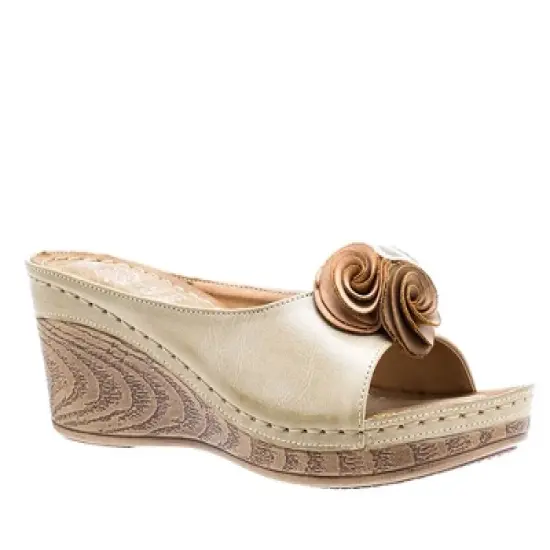 GC Shoes Sydney Flower Comfort Slide Wedge Sandals image {12}