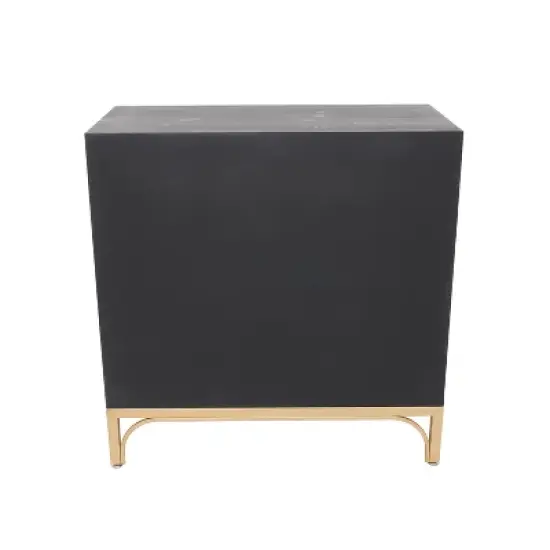 Art Deco Contemporary Mirrored Wood Cabinet Black - Olivia & May image {2}