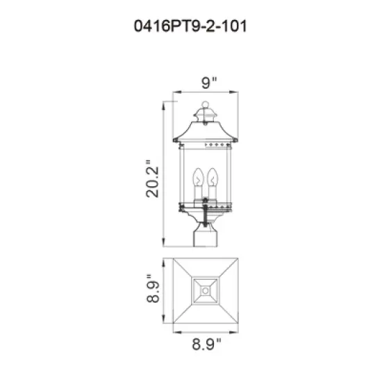 CWI Lighting,Cleveland 2 Light Black Outdoor Lantern Head image {5}