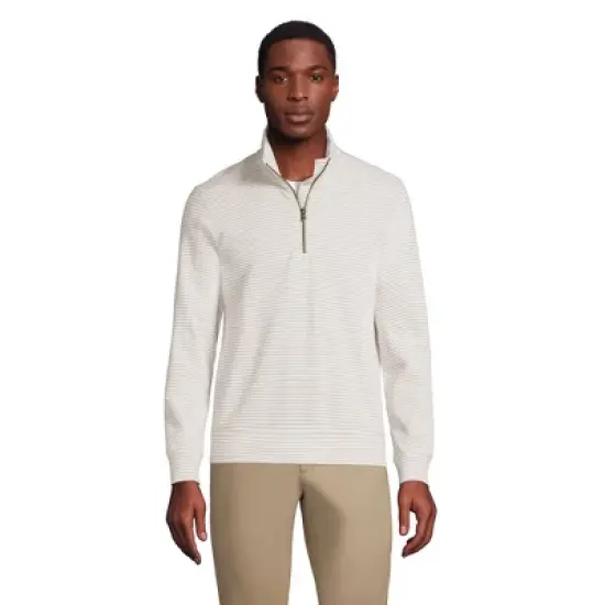 Lands' End Men's Long Sleeve Slub Quarter Zip image {2}