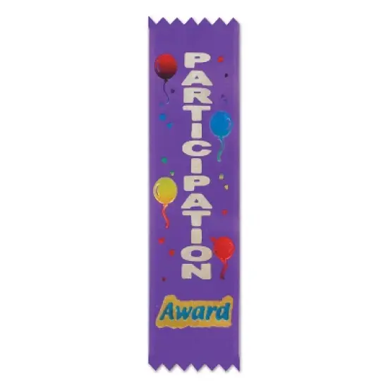 Beistle Participation Award Value Pack Ribbons, 1.5" x 6.25", (20/Pkg) Multicolored image {3}